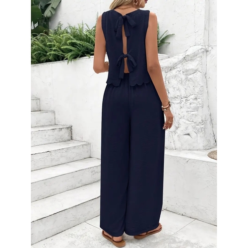 WOMEN'S TANK TOP AND PANTS SET / N.BLUE U383 - Navy blue