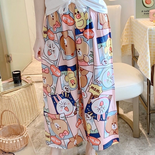 LOOSE PAJAMA / S828C - Cartoon printed-pink