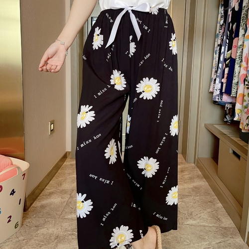 LOOSE PAJAMA /S828H - Sunflower printed-black