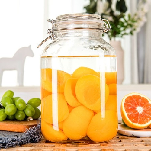 4000ML STORAGE GLASS JAR S898 - Hihg quality customized airtight lock lid glass jar-square body