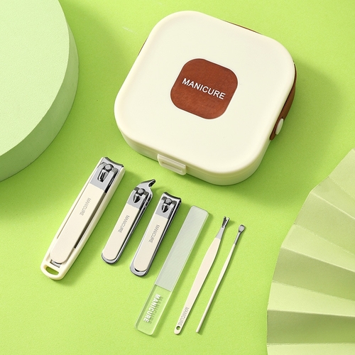 NAIL TOOLS KIT / U491  CREAM - 6PCS TOOLS IN KIT