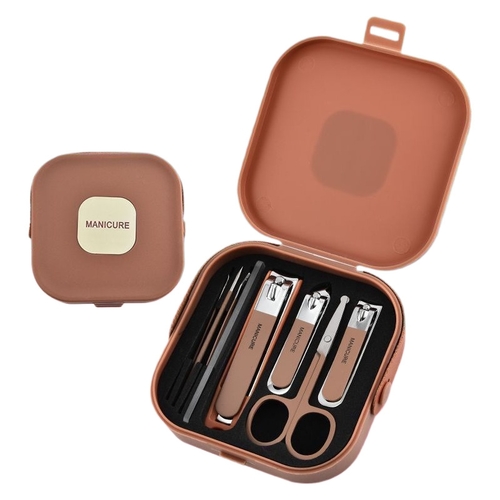 NAIL TOOLS KIT / U491 BROWN - 6PCS TOOLS IN KIT