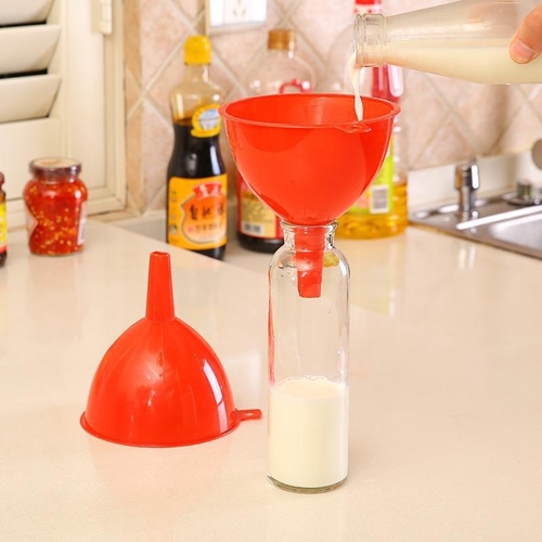 3-PIECE PLASTIC FUNNEL - BO024 - Used for transferring liquids and dry ingredients in kitchens and automotive fluids.
