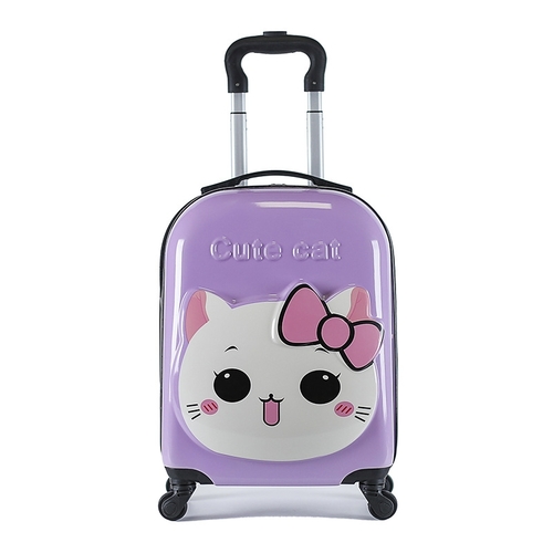 CHILDREN'S TROLLEY SUITCASE  18 INCH / PURPLE CAT K118 - Color: Purple Cat