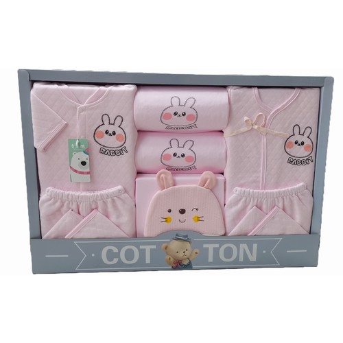 NEWBORN BABY CLOTHING SET - PINK RABBIT S638 - 7pcs in 1set Pink rabbit