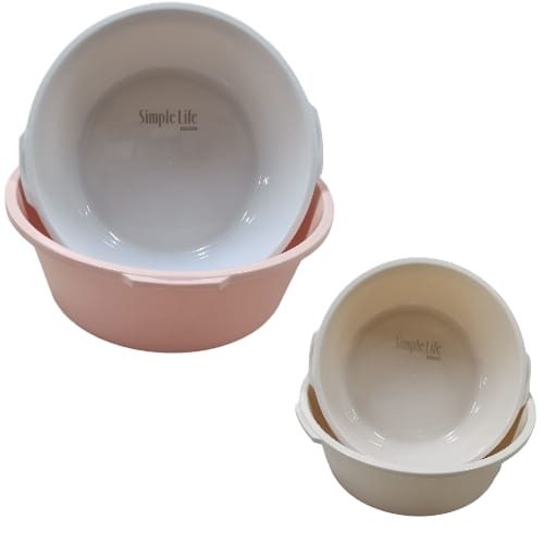4-PIECE PLASTIC BASIN - BO048 - Simple life plastic basin 2beige,1gray,1pink