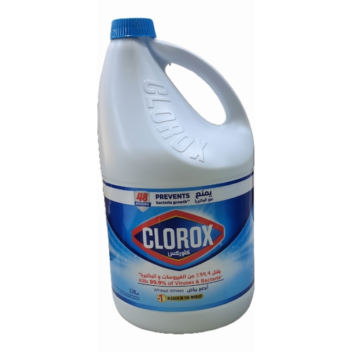 3.78L CLOROX - BO067 - Kills 99.9% of viruses and bacteria Whitens, removes stains, cleans and disinfects