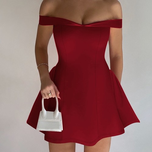 WOMEN'S BODYCON MINI DRESS / RED U366 - Color red