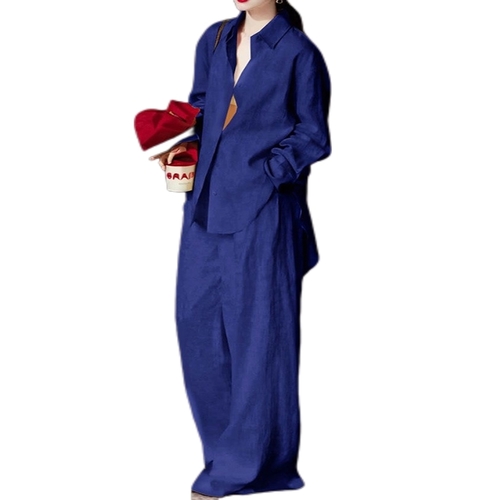 SET WD-0809 / C79-A - COLOR: BLUE LOOSE SHIRT AND PANTS SET
