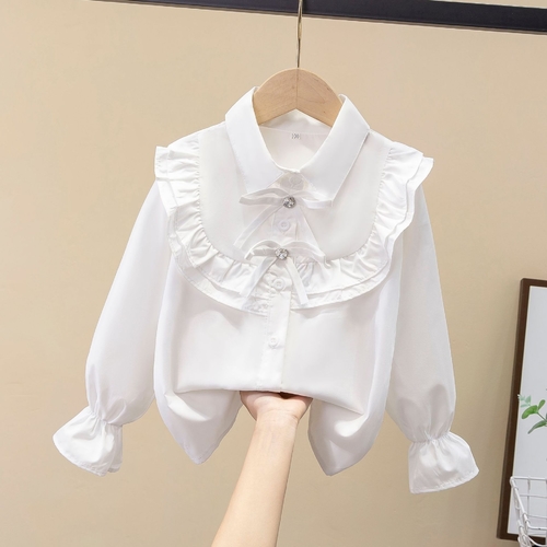 BLOUSE / U505O - White Long-sleeved blouse