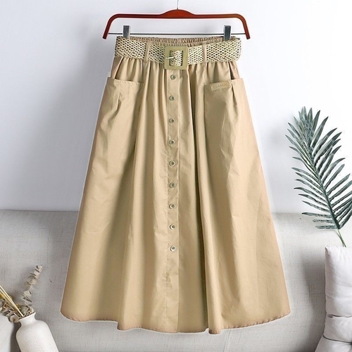 HIGH WAIST SKIRT / CREAM F267 - COLOR CREAM With belt