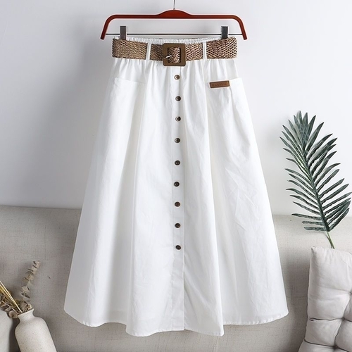 HIGH WAIST SKIRT / WHITE F267 - COLOR WHITE With belt