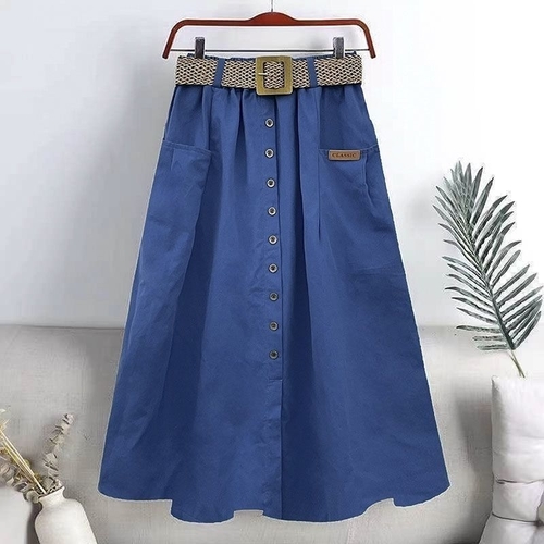 HIGH WAIST SKIRT / BLUE F267 - COLOR BLUE With belt