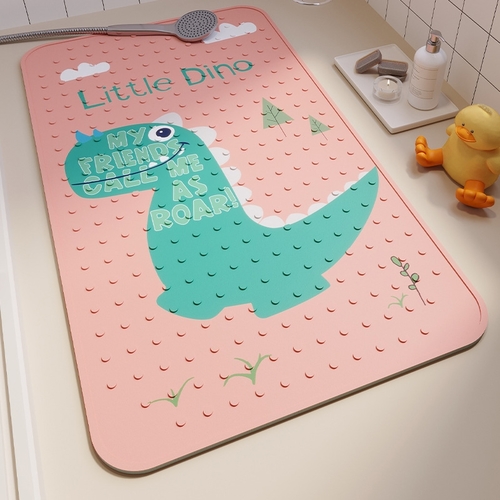 NON-SLIP SHOWER BATH MAT / LITTLE DINO F334 - 40*70cm Color pink