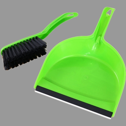 PLASTIC DUSTPAN AND BRUSH SET - BO099 - Green