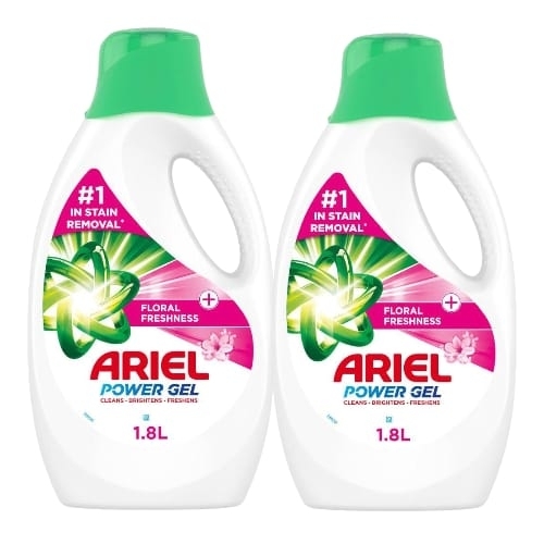 2-PIECE 1.8L ARIEL POWER GEL - BO156 - ARIEL FLORAL FRESHNESS POWER GEL-CLEANS-BRIGHTENS-FRESHENS 1.8LX2