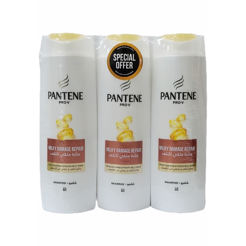 3-PIECE 400ML PANTENE MILKY DAMAGE REPAIR SHAMPOO - BO183 - PANTENE MILKY DAMAGE REPAIR SHAMPOO-HEALS DAMAGE & FIGHT SPLIT ENDS.