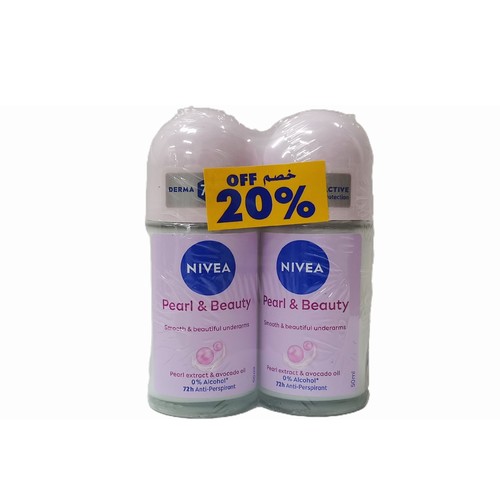 2-PIECE 50ML NIVEA PEARL & BEAUTY DEO ROLL - BO193 - NIVEA PEARL & BEAUTY DEO ROLL - PEARL EXTRACT AND AVOCADO OIL