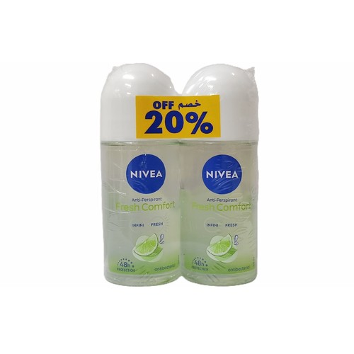 2-PIECE 50ML NIVEA FRESH COMFORT DEO ROLL - BO195 - NIVEA FRESH COMFORT - ANTIBACTERIAL