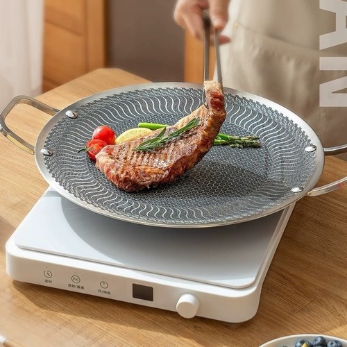 STAINLESS STEEL FRYING PAN / F336 - Baking pan and skillet Size: 33.7cm(not included the handle)