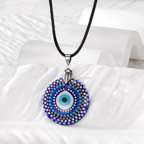 GLASS EVIL EYE NECKLACE / S749G - Evil eye necklace