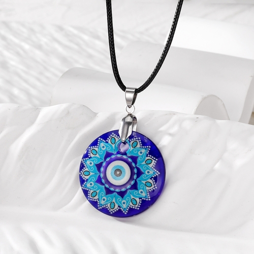 GLASS EVIL EYE NECKLACE / S749H - Evil eye necklace