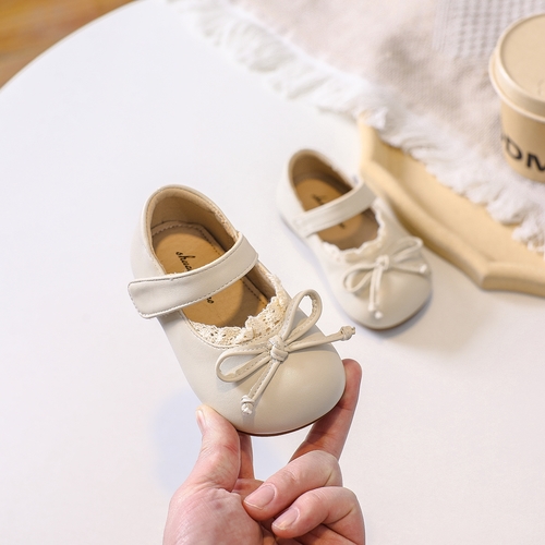 LEATHER BABY SHOES / F035 BEIGE - Fit on 0 to 6m old baby