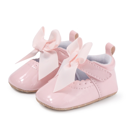 BABY SHOES / F036 PINK - Pink show with big bow