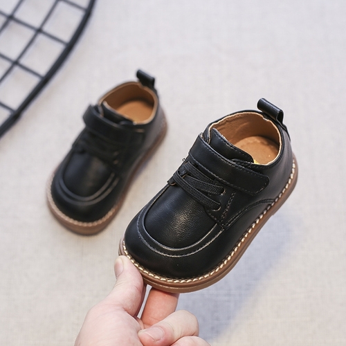 SOFT SOLE LEATHER BLACK SHOES FOR BABY / F027 - COLOR BLACK