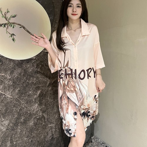 WOMEN'S NIGHTDRESS-BEIGE F029 - Free size - beige