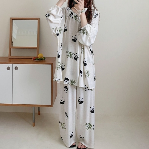 WHITE PAJAMA SET - F029 - White-panda print