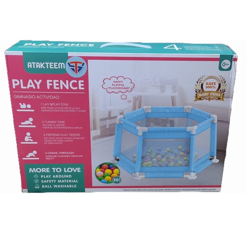BLUE PLAY FENCE WITH 20PCS BALL  VS2382 - FENCE WITH 20PCS BALL FOR BABY 0M+ Blue HEIGHT 45 CM WIDTH 70 CM