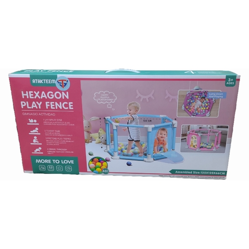 BLUE PLAY FENCE WITH 40PCS BALL VS2384 - 3+ages Assembled size:135x120x66cm