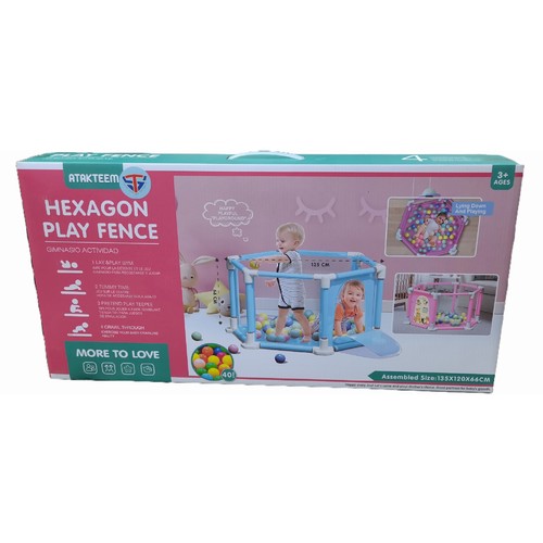 PINK PLAY FENCE WITH 40PCS BALL VS2385 - 3+ages Assembled size:135x120x66cm