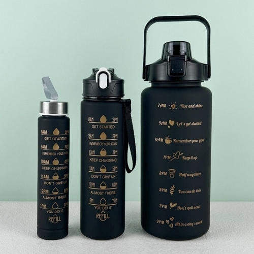 WATER BOTTLE SET / BLACK S868 - THREE-PIECE WATER BOTTLE SET