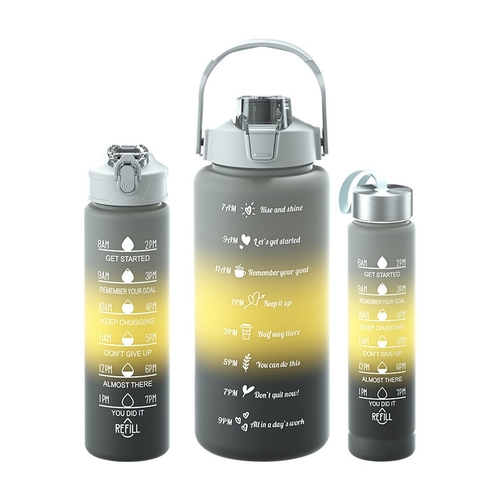 WATER BOTTLE SET / GRAY-YELLOW S868 - THREE-PIECE WATER BOTTLE SET