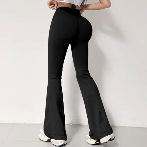 BLACK YOGA FLARE PANTS / U204 - Color:black