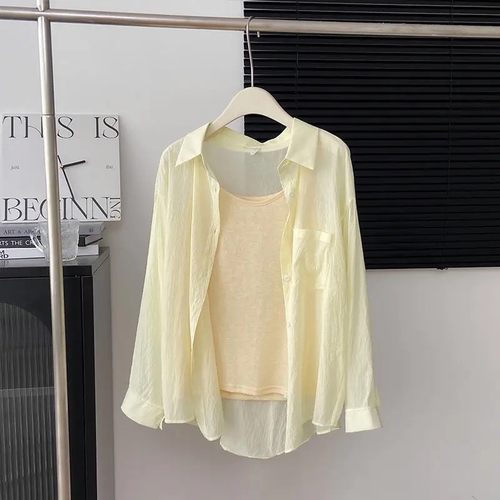 YELLOW LONG-SLEEVED SHIRT / U272 - Long-sleeved shirt top