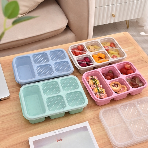 4-PIECE PORTABLE FOOD STORAGE BOX 24x15.5x5.5cm - U47B - Four-compartment lunch box