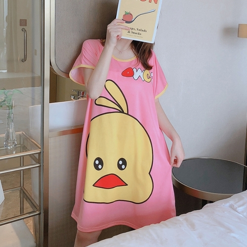 NIGHTDRESS / PEACH YELLOW DUCK F310 - Color :  PEACH YELLOW DUCK  Size : One Size