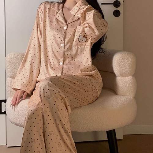 PAJAMA SET / BROWN HK PRINT U142 - Color : brown hello kitty print