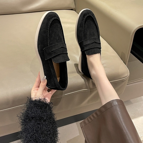 WOMEN'S FLAT SHOES / BLACK U245 - Color: black