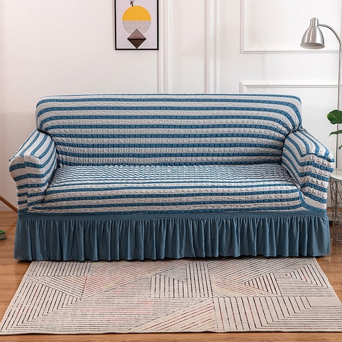 ELASTIC SOFA COVER THREE SEATER 190-230CM SKIRT STYLE - TWO-TONE S763/S790 - ELASTIC SOFA COVER THREE SEATER 190-230CM SKIRT STYLE