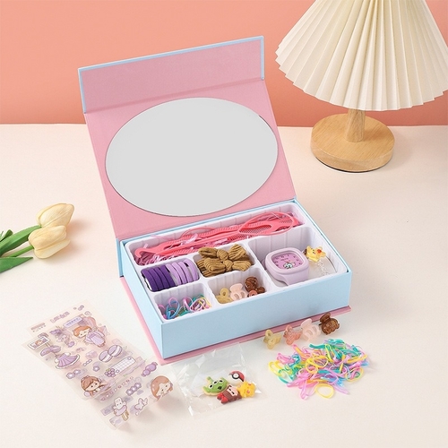 HAIR ACCESSORIES GIFT BOX SET / K42 - HAIR ACCESSORIES GIFT BOX SET- HAIR ROPE, HAIRPIN COLOR MIX