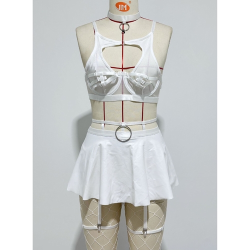WOMEN'S LINGERIE SET / GRAY U440 - White latex lingerie