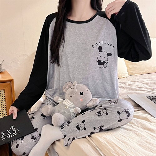 WOMEN'S PAJAMA SET / GRAY BLACK POCHACCO U338 - Color : gray black - pochacco