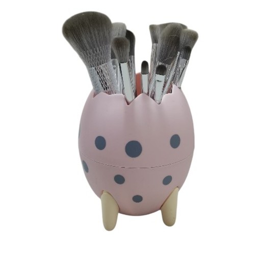 14-PIECE MAKEUP BRUSH SET WITH DINOSAUR EGG HOLDER - F058 - 14-PIECE MAKEUP BRUSH SET WITH DINOSAUR EGG HOLDER