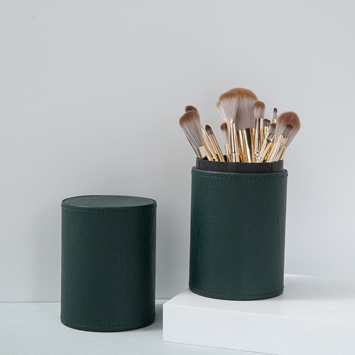 14-PIECE MAKEUP BRUSH WITH CANISTER / S30 - 14 MAKE-UP BRUSHES SET WITH GREEN CANISTER