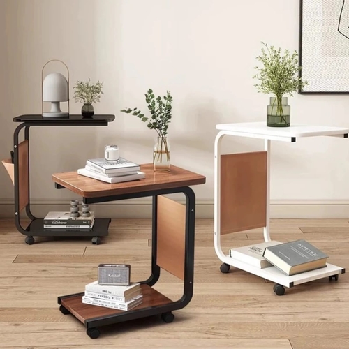 C SHAPED SIDE TABLE WITH WHEELS - U184 - C SHAPED SIDE TABLE WITH WHEELS