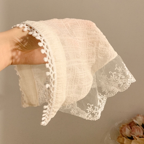 LACE HAIR SCARF HEADBAND / OFF-WHITE S06 - Off white